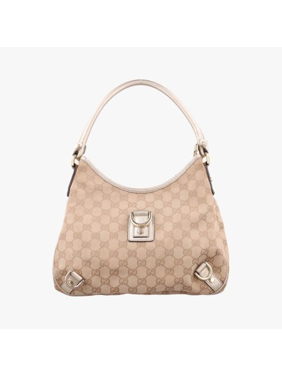 Gucci Handbags - Gucci GG Pattern Beige Gold Canvas Leather Messenger Bag